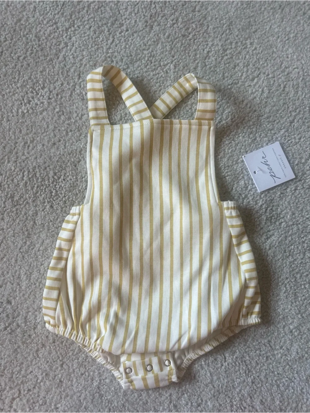 Pehr Yellow and White Striped Baby Romper